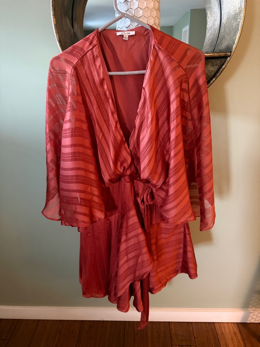 Btfl-life Red Striped Mini Dress - Tie Waist